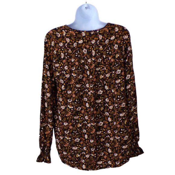 Knox Rose Black Long Sleeve Floral Top NWT Size XS #517 - Picture 2 of 14
